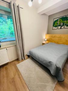 A bed or beds in a room at Apartament Góry i Potok