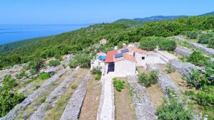 an aerial view of a house on a hill at Holiday Home Zule in Žrnovo