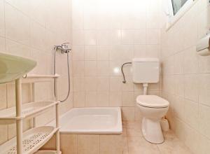 a bathroom with a toilet and a bath tub at Holiday Home Zule in Žrnovo