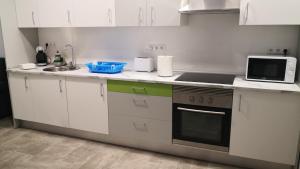 una cucina con lavandino e piano cottura forno superiore di Apartamento La Galatea ad Alcalá de Henares