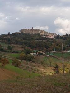 duży zamek na szczycie wzgórza w obiekcie Casa a Serrazzano w mieście Serrazzano