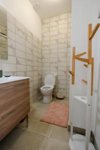 uma casa de banho com um WC e um lavatório em Villa des Antiquaires em Bédarieux