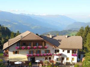 un edificio con flores a un lado. en Hotel Wieslhof, en Collepietra