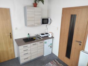 Kuchyň nebo kuchyňský kout v ubytování Apartmány Vranov