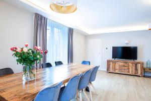 Televízia a/alebo spoločenská miestnosť v ubytovaní Harmonia Apartamenty Ustroń