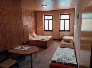 En eller flere senge i et værelse på Apartmány Vranov