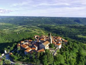 an aerial view of a small village in the hills at Rooms Svalina in Grožnjan
