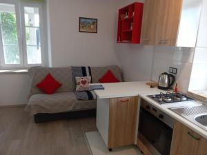 Kuchyň nebo kuchyňský kout v ubytování Kastelanic apartman
