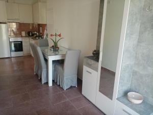 cocina con mesa y sillas en una habitación en Apartmani Bosco, en Tivat