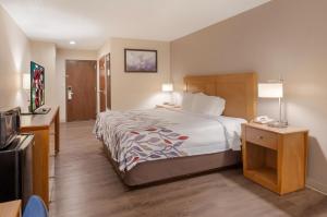 a hotel room with a large bed and a television at Red Roof Inn Dahlgren - Naval Base in Dahlgren