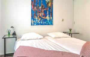 シント・アナラントにあるDe Flierefluiterの壁に絵画が飾られた部屋のベッド2台