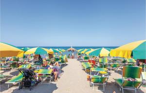 a bunch of chairs and umbrellas on a beach at Bilo Sup in Alba Adriatica