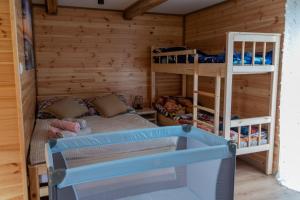 - une chambre avec 2 lits superposés et une échelle dans l'établissement Sielska Przystań, à Sucha Rzeczka