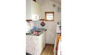 een kleine keuken met witte kasten en een spoelbak bij Cozy Home In Visby With Wifi in Visby