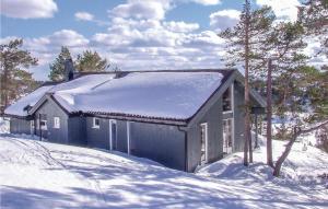 een huis met sneeuw op het dak in de sneeuw bij Lovely Home In Dlemo With Wifi in Øvre Ramse