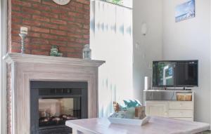 a living room with a fireplace and a tv at Awesome Home In Lauwersoog With Kitchen in Lauwersoog