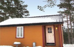 FrafjordにあるBeautiful Home In Dirdal With 2 Bedrooms And Internetの雪の中にドアがある小さなキャビン