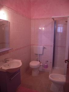 y baño con aseo, lavabo y ducha. en Dream Beach Salento, en Porto Cesareo