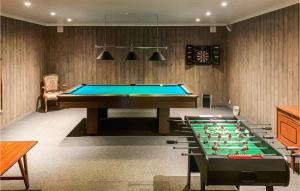 a billiard room with a pool table in it at Bjrnslykkja in Eina