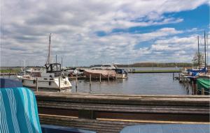 a group of boats docked at a dock in the water at Bungalowpark Wijdland - Aak in Bunschoten