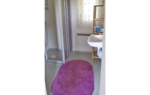 a bathroom with a purple rug on the floor and a sink at 1 Bedroom Stunning Home In Svanesund in Svanesund