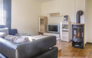 ein Wohnzimmer mit einem Sofa und einem Kamin in der Unterkunft Amazing Home In Aue-bad Schlema With Kitchen in Bad Schlema