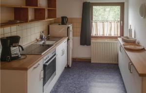 eine kleine Küche mit Spüle und Kühlschrank in der Unterkunft 4 Bedroom Beautiful Apartment In Hedwigenkoog in Hedwigenkoog
