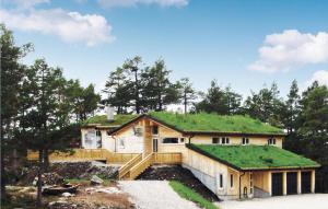 Øvre RamseにあるStunning Home In Dlemo With 5 Bedrooms, Sauna And Wifiの草屋根の家