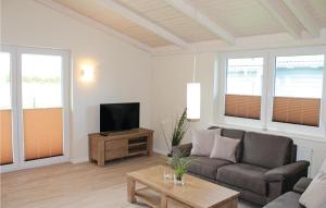 salon z kanapą i telewizorem w obiekcie Amazing Home In Dagebll With Wifi w mieście Dagebüll