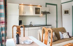 MolkwerumにあるStunning Apartment In Molkwerum With 1 Bedrooms And Wifiのキッチン(テーブル、ソファ付)