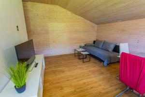 a living room with a couch and a table at Huberhof 9 by Alpenidyll Apartments in Schladming