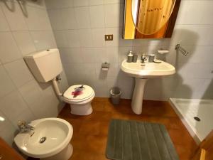 uma casa de banho com um WC e um lavatório em Appartamento Le Soleil Torgnon em Torgnon