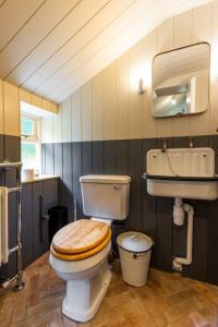 een badkamer met een toilet en een wastafel bij Haclins Cottage - Norfolk Holiday Properties in Fakenham