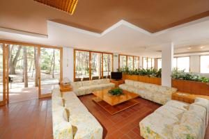a large living room with couches and a tv at Hotel Kyrie Isole Tremiti in San Domino