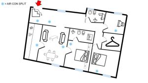 The floor plan of Seta spacious apartment next to the Duomo