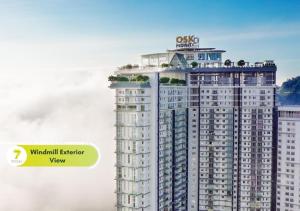 una representación de un alto edificio blanco en el cielo en 7Stonez Suites Windmill Genting Highlands, en Genting Highlands