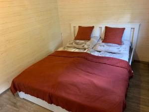 a bed in a room with two pillows on it at CERTO Nautica in Bratislava