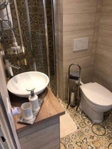 a bathroom with a sink and a toilet at Istrian house Mojca in Koper