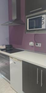 eine Küche mit einer Mikrowelle und einer Arbeitsplatte in der Unterkunft Apartamento Bienvenida in Bienvenida