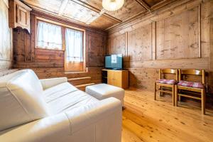 un soggiorno con divano e TV di Al Cesaril ad Alleghe