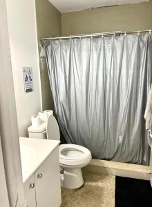 uma casa de banho com um WC, um lavatório e um chuveiro em Miami House em Miami