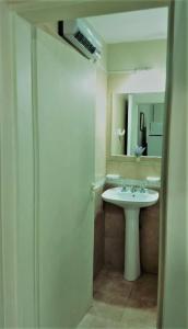 a bathroom with a sink and a mirror at EL AURA in Federación