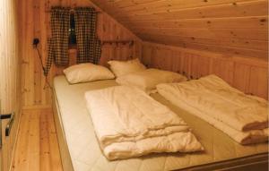 ホーヴデンにあるStunning Home In Hovden With 4 Bedrooms, Sauna And Wifiのベッド2台 木製の壁の部屋