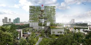 a rendering of a tall building in a city at Ra Suites Simatupang in Jakarta