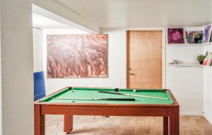 a pool table in a room with a painting at Amazing Home In Hommersk With House Sea View in Hommersåk