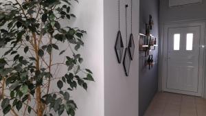 un pasillo con una planta al lado de una puerta en Apt22 stylish apartment close of Heraklion center en Heraclión