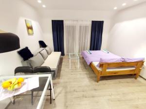 a living room with a bed and a couch at Apartments Minex in Trebinje