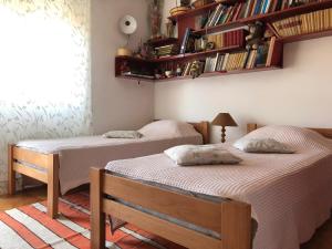 two beds in a room with shelves above them at Apartment TARGET in Cetinje