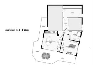 een plattegrond van een slaapkamer appartement bij Am Wiesental in Steinbuch