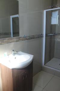 a bathroom with a sink and a shower at Bayside Lodge Empangeni in Empangeni